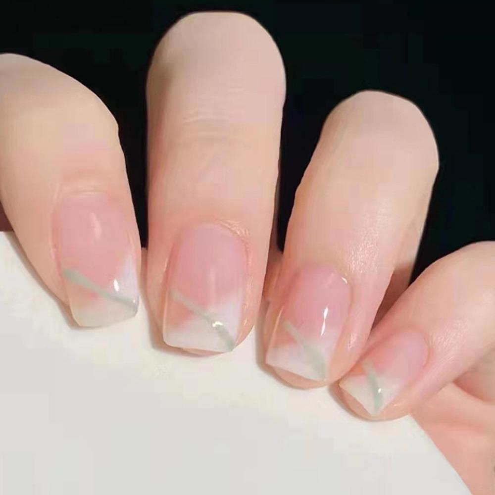 With Glue Fake Nails Gradients Nail Tips Waterproof French False Nails  for Women and Girls