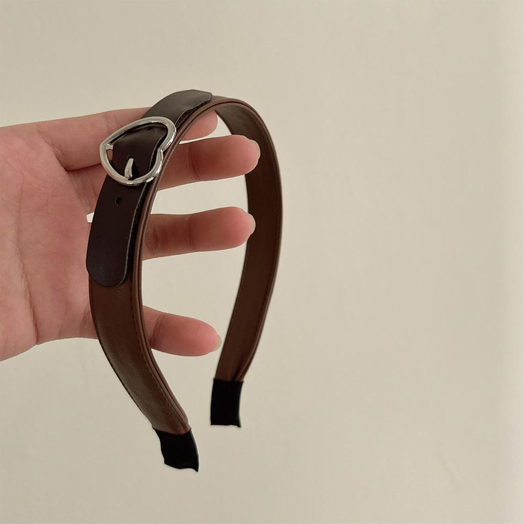 PU Herzförmige Schnalle Stirnbänder Elastisch Frau Make-up Stirnband Übertrieben Verstellbar Rock Punk Haarband Rutschfest