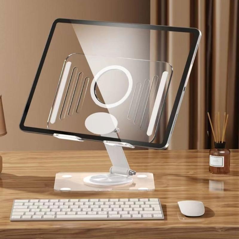 Universal Acrylic Transparents Tablets Stand With 360 Degree Rotation And Foldable Design For 12.9Inch Devices