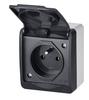 Single socket with grounding, gray/anthracite IP44 HERMES