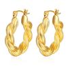 18k Gold Minimalist Twisted Hoop Earrings - European & American Style