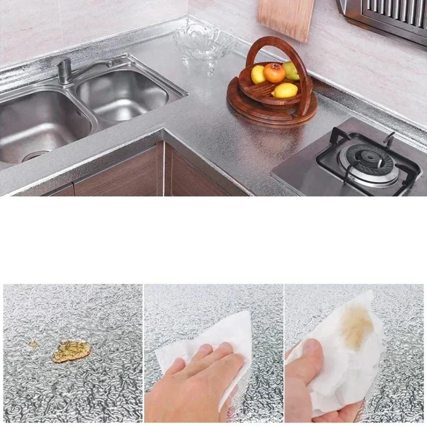 Modern Kitchen Oil-proof Self Adhesive Stickers Stove Anti-fouling Mould Proof Aluminum Foil Wallpaper Cabinet Modern Stickers