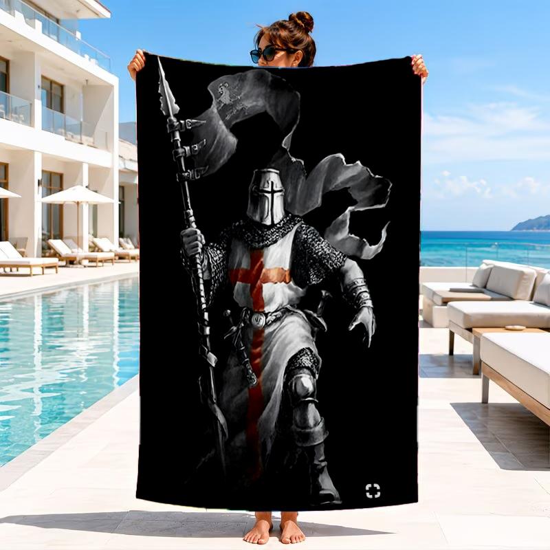 Knightly Crusader Armor Beach Towel, Microfiber Beach Towel, Perfect For Pool, Beach, Travel, Home Decor Beach Party Fan gifts