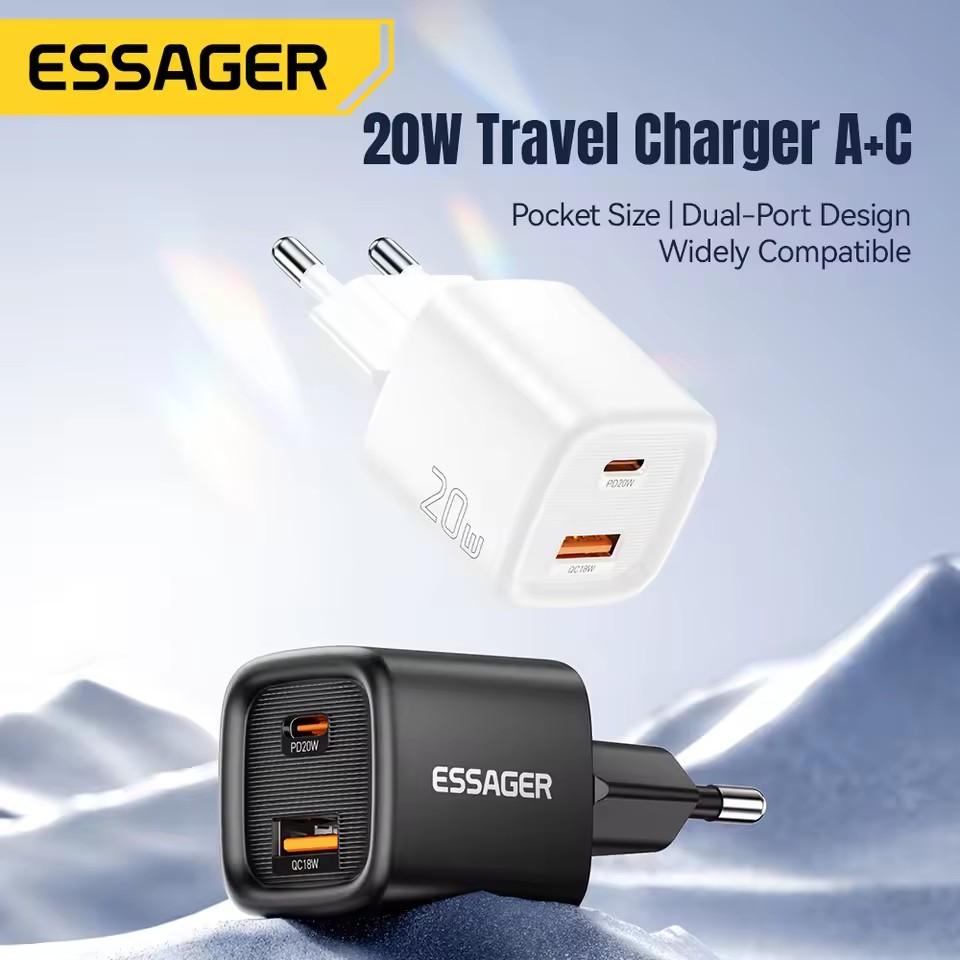 Essager 20W USB C Nabíječka Přenosná Nabíječka Typu C Podpora PD Rychlého Nabíjení Pro iPhone 16 15 14 13 12 11 Pro Max 8 Rychlá Nabíječka
