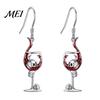 Punk Style Wine Glass Dangle 1 Pair Funny Halloween Skull Earrings, Gothic Skeleton Bold Eye Catching Earlobe Jewelry Drop Statement for Women,