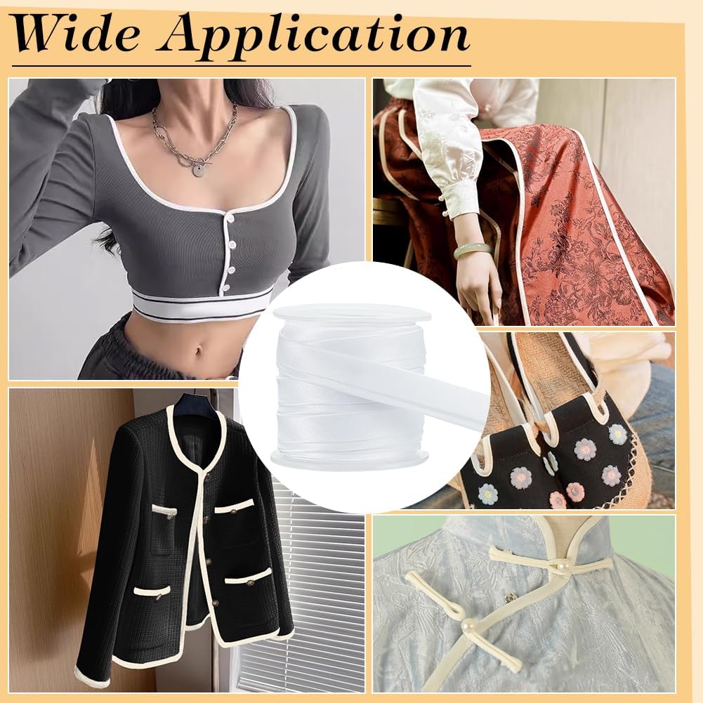 BENECREAT 13.5 Yard Satin Bias Tape, 5/8 inch Double Fold Satin Binding Bias Ribbon for Sewing, Decoration, Upholstery, Furniture, Piping and