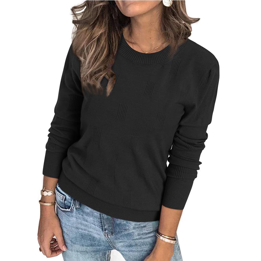 2025 Autumn and Winter New Solid Color Round Neck Pullover Knitted Base Shirt Long Sleeve Versatile Elegant Casual Sweater