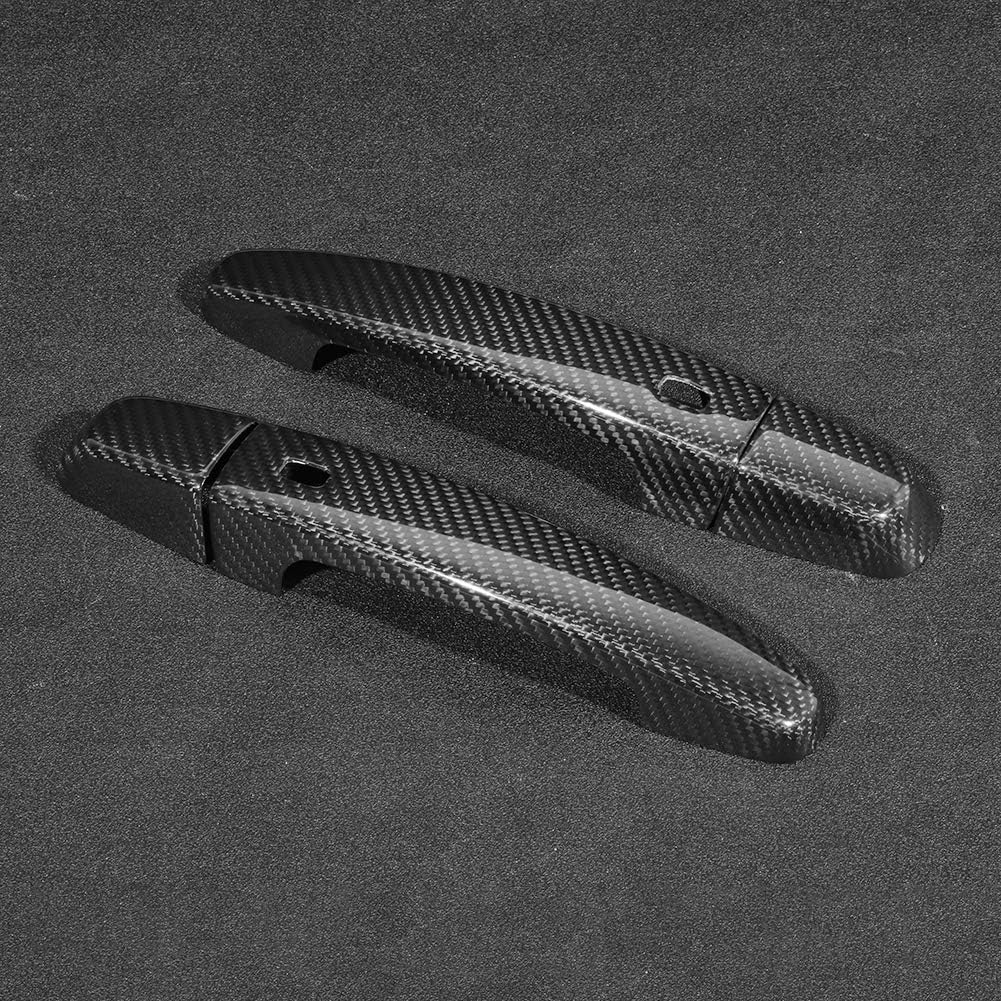 Aramox Door Handle Trim, 4pcs Outside Carbon Fiber Side Door Handle Trim Cover Fit for 2017-2018