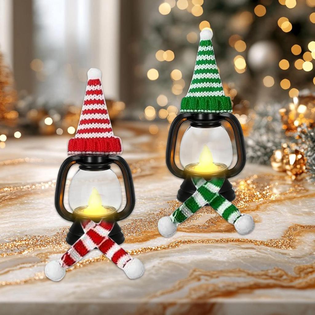 Snowman Lantern Outdoors Christmas Small Lamp Decor Hangable Lamp With Hats Scarves For Holiday Outdoor Indoor Party Tabletop