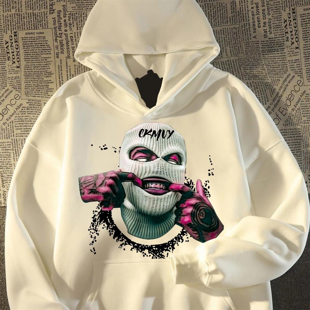 American Retro Hiphop Street Bandit Print Autumn Winter New Trendy Brand Daily Outdoor Sports Warm Men Women Hooded Sweatshirt