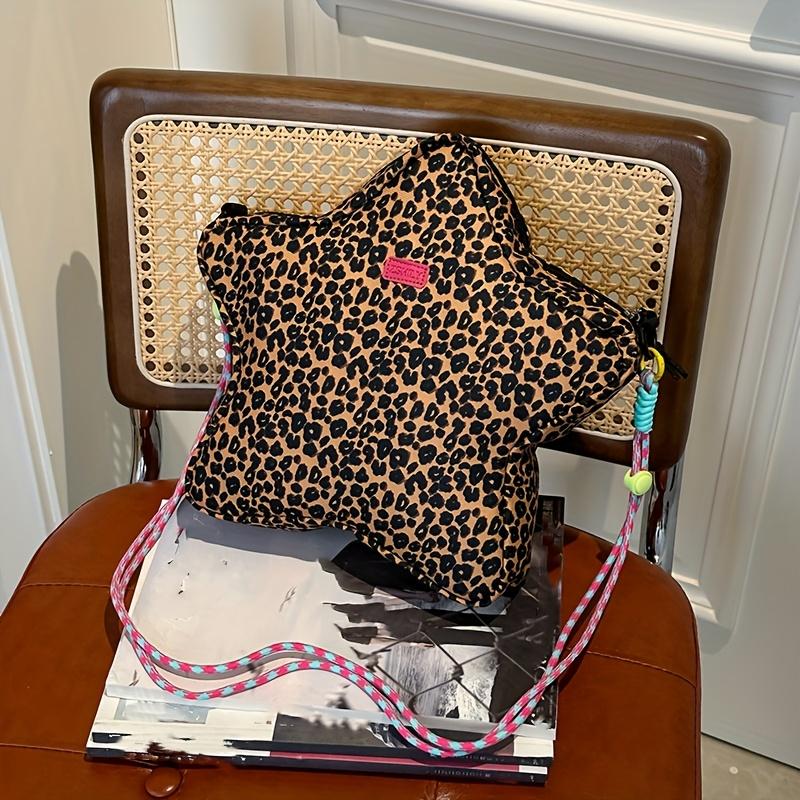 Women'S Backpacks Leopard Print Star-Shaped Elements, Versatile Backpack with Dual Shoulder Straps for Daily Casual Outings, Travel, Shopping