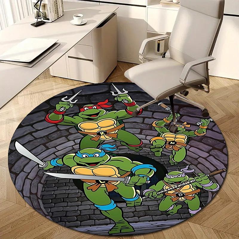 1pc Teenage Mutant Ninja Turtles Design Printed Area Round Carpet for Bedroom Living Room Home Decor Rugs Mat Non Slip Mat Rug for Bedside