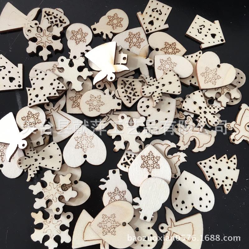 Christmas Tree Wooden Ornaments: 3mm Laser-Cut Wood Slices for Crafts Series 3cm, 50 pieces per pack, Mixed