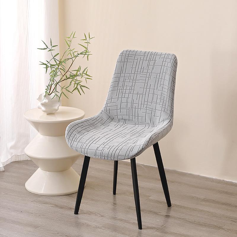 1pc Jacquard Stretch Curved Backrest Chair Covers  Household Chair Cover Restaurant Dust-proof Chairs Slipcovers