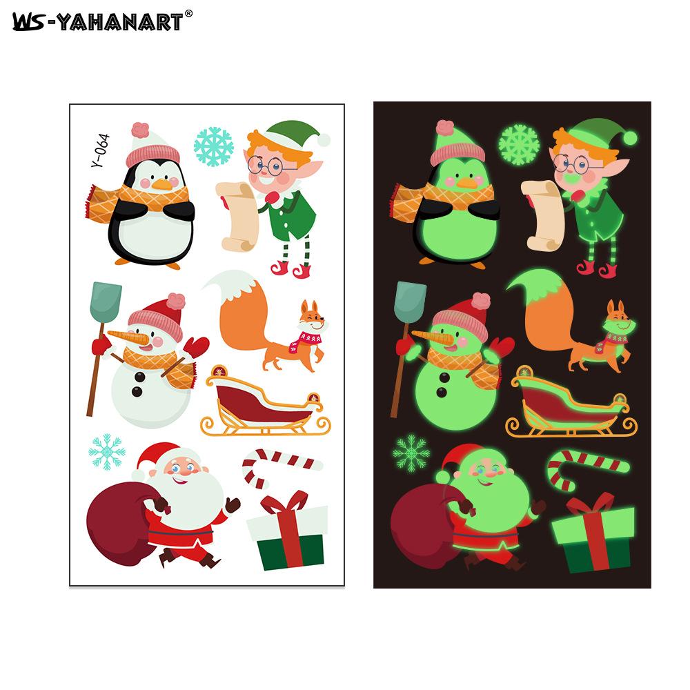 Creative Luminous Christmas & New Year Tattoo Stickers for Kids - Snowflake & Santa Designs