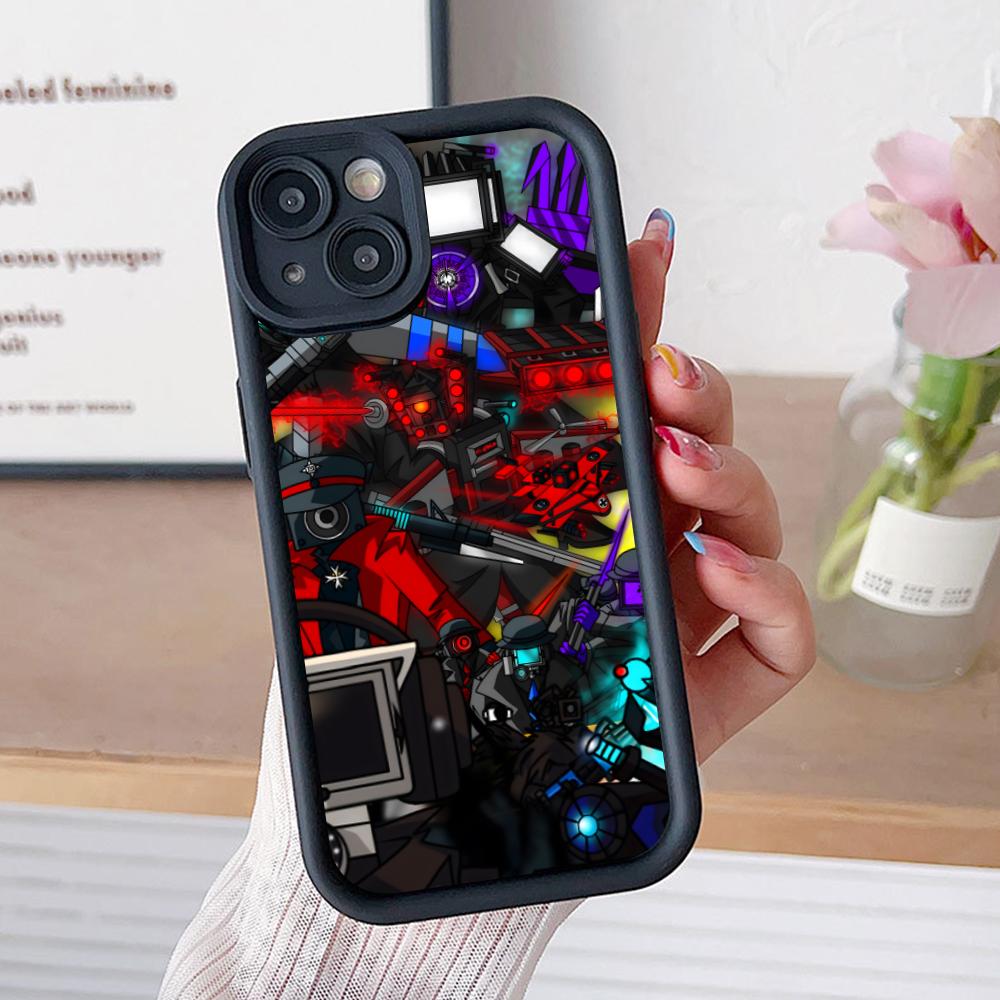 

Skibidi Toilet TV Camera Man Phone Case for iPhone 17 16 15 14 13 12 11 Air Pro Max Plus Black Soft TPU Shockproof Cover iPhone 14