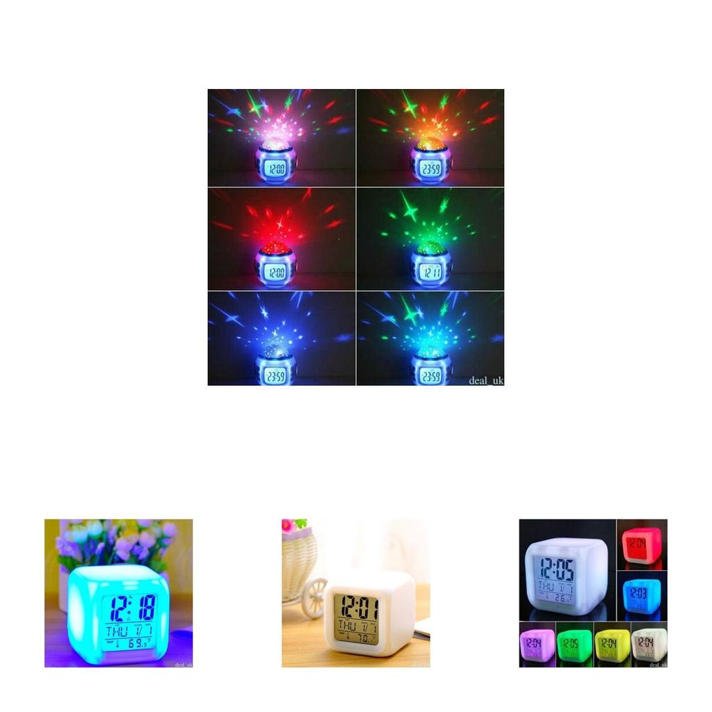 Stressabbau Zuhause Schlafzimmer Kind 7 Farbwechsel LED Digitaler Leuchtender Wecker zur Entspannung