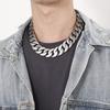 Trendy Creative Bone Buckle Necklace, Simple And Domineering Encrypted Sand Cuban Chain Titanium Steel Men'S Necklace