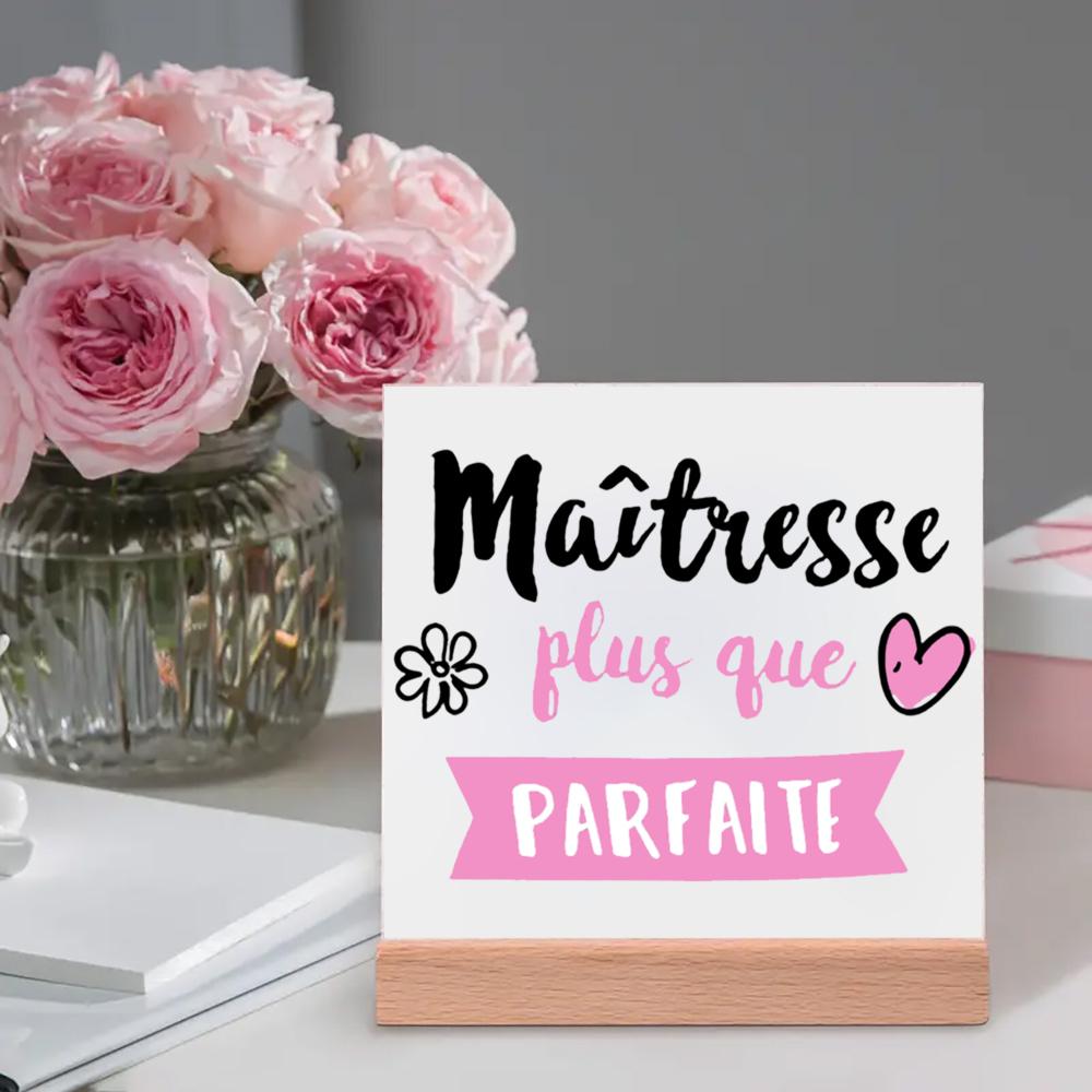 Thank You Teacher for Helping Us Grow with So Much Patience Printed Plaque Sign Gift Ceramics Posters Wood Stand Tabletop Decor
