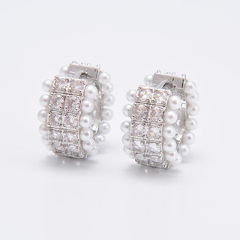 

HECHENG, Novel Pearl Bracelet Earrings for women shiny Zircon women Bracelet Fashion dinner elegant Zircon set wholesale