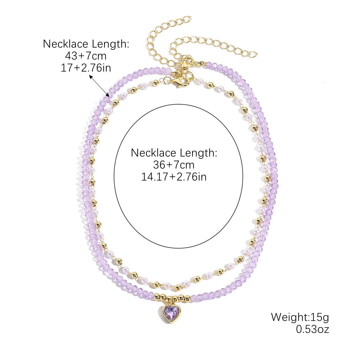 Summer Jewelry Crystal Beaded Double-Layer Necklace Temperament Advanced Sense Dopamine Crystal Necklace