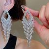 Silver Needle Zircon Geometric Tassel Earrings - Luxury Court Style Fashion Jewelry