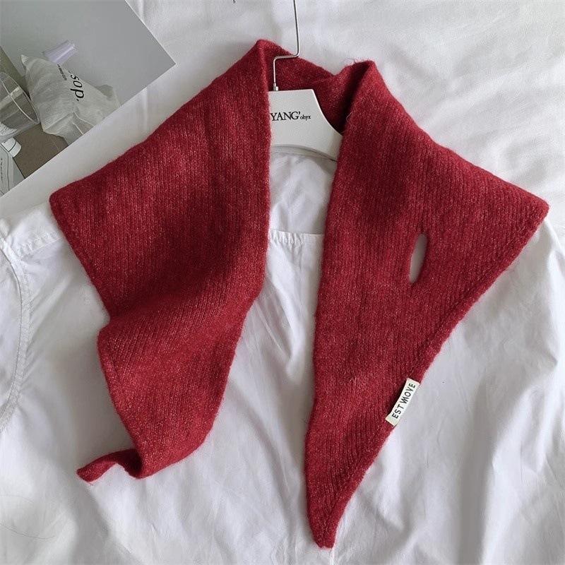 Sciarpa Triangolare Monocolore Donna Coreana Britannica Nicchia Piccola Scialle Sciarpa Triangolare Calda Lavorata a Maglia Foulard Regalo Scaldacollo