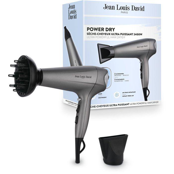 Seche-cheveux - JEAN LOUIS DAVID - Power Dry - Diffuseur - 3 températures - 2400 W - Gris