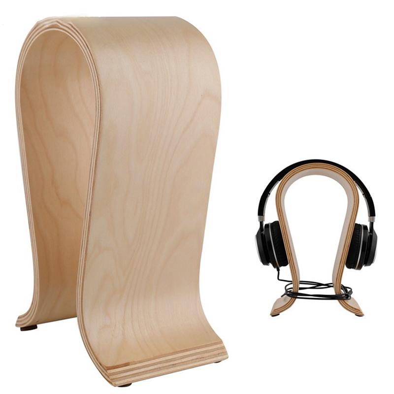 Universal U Shape Wooden Headphones Stand Holder Wooden Headset Desk Display Shelf Rack Hanger Bracket for Headphones