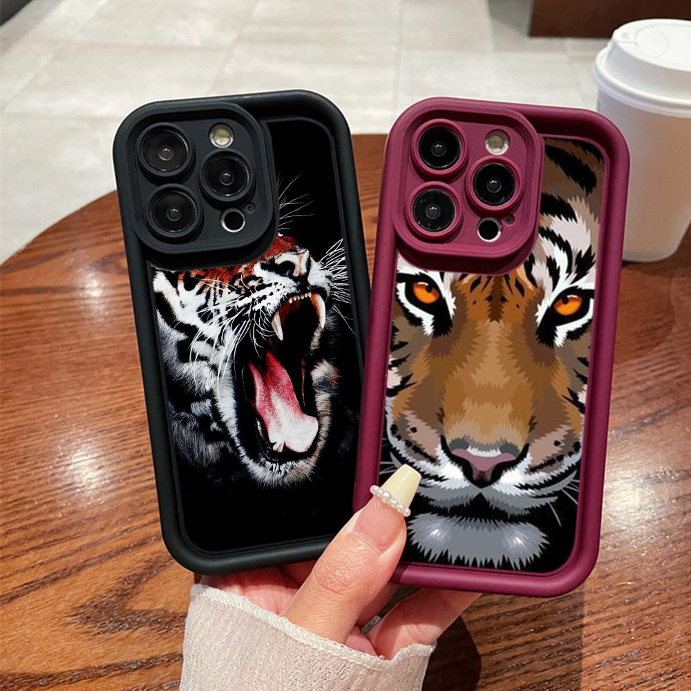 LZ30 Tiger Lion Cat Silicone Phone Case for iPhone 11 13 14 15 16 Pro Max 7 8 16 Plus 12 mini XS Max XR Shockproof Back Cover