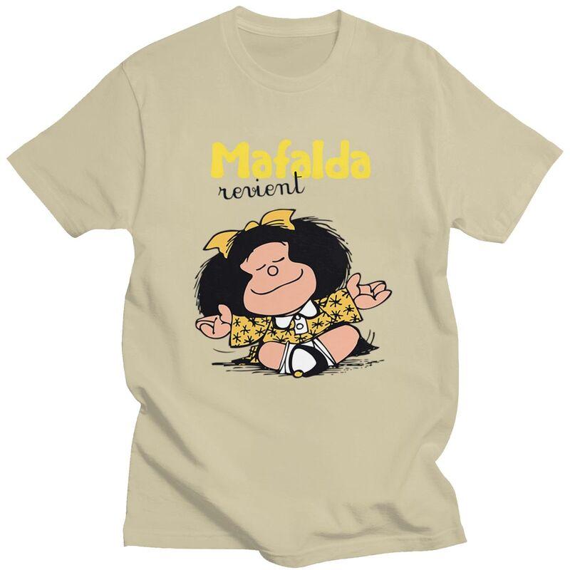 Custom Quino Comic Cartoon Mafalda T Shirts for Men 100 Cotton Tee Tops Tshirts Short Sleeve Casual Tshirt Clothes