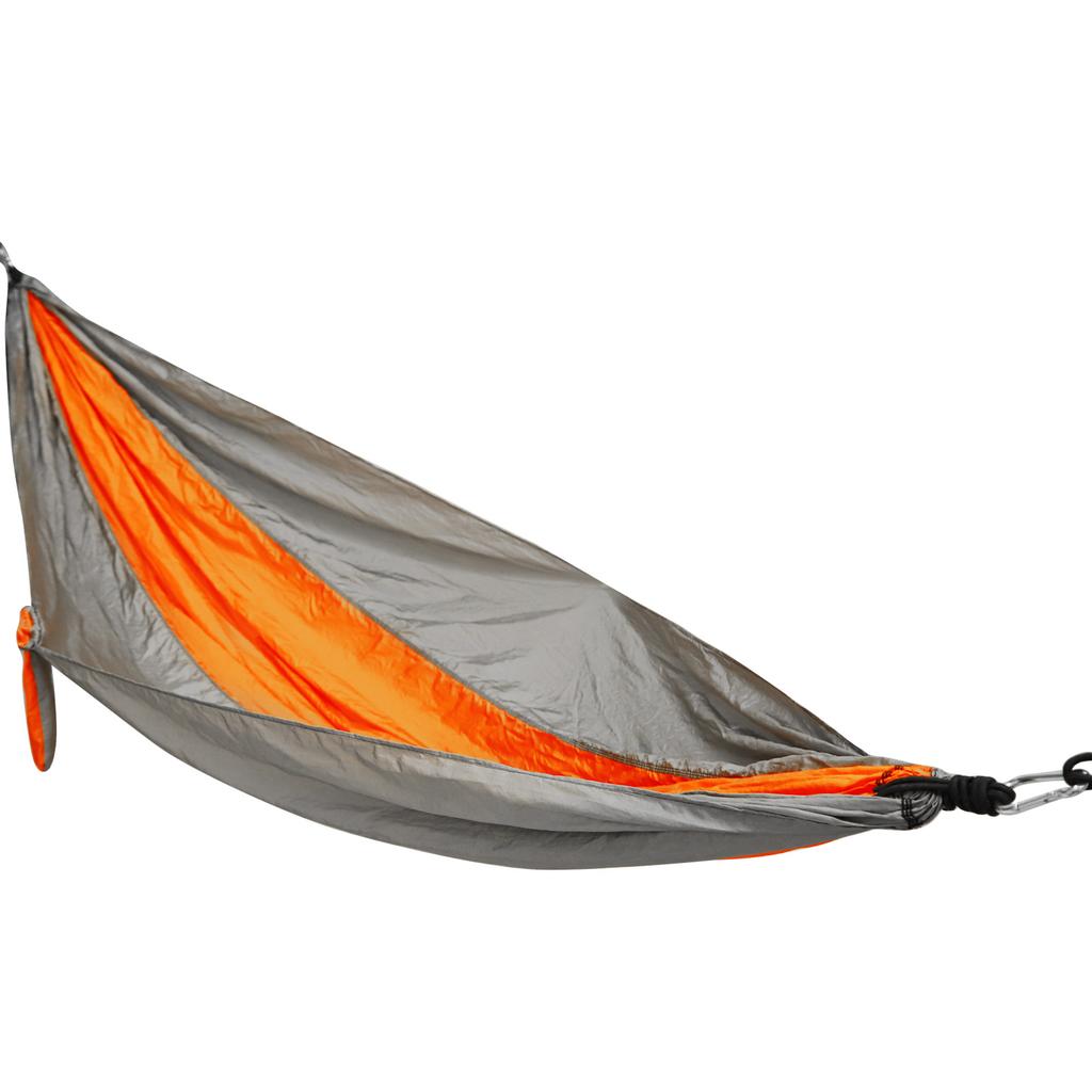 Camping Hängematte Tragbare Hängematte mit Bindeseil Verbreiterte Hängeschaukel für Innen Außen Camping Silbergrau Orange Hängesessel