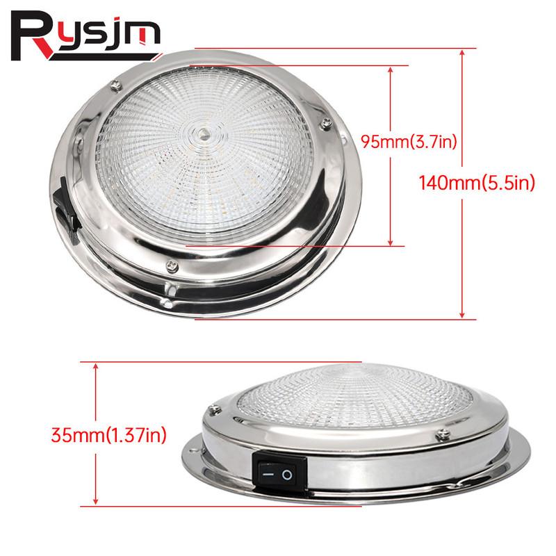 CustomMarine Boat RV Cabinet Interior Roof LED Stainless Steel Cool White Ceiling Light LED Ceiling Dome Light Interior Lamp 12V