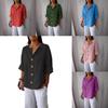 Linen Cotton Buttonup Shirt For Women With Loose Fit And Mandarin Collar For Casual Summer Wear