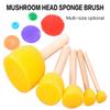 5PCS Round Foam Sponge Brush with Wooden Handle Durable Resuable Sponge Brushes for Kids DIY Painting Supplies