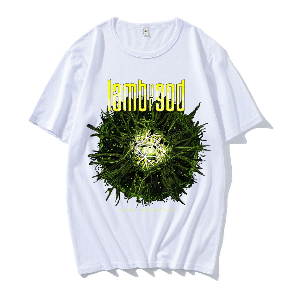 Into Oblivion Burst Svart T-shirt LAMB OF GOD Rockband T-shirt Unisex Tung Mental Streetwear Kortärmad Bomull Sommar T-shirt