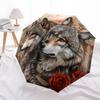 1 PC Automatic Folding Umbrella - Wolf Couple Pattern, Portable & Foldable Design with 8 Ribs, Christmas Birthday Gifts