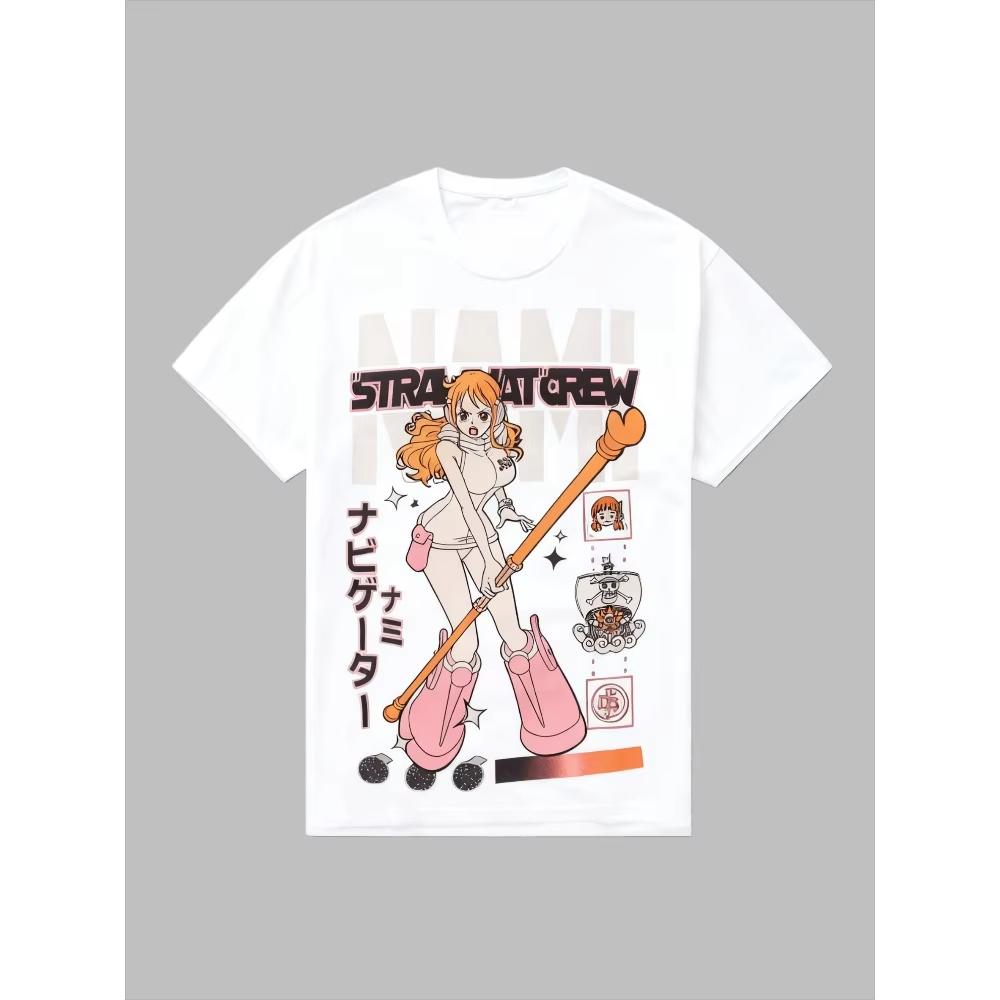 One Piece Cat Burglar Nami Unisex Tshirt 2026 Summer New Popular Anime Print American Casual Parentchild Short Sleeved Shirt 4XL