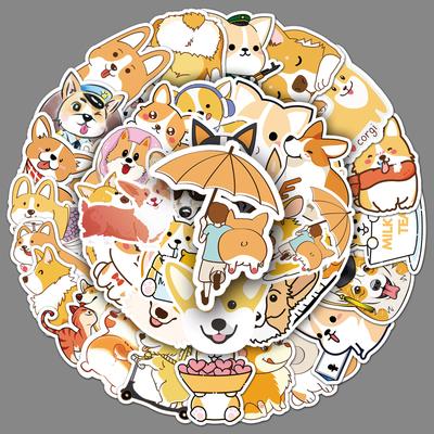 50 Cartoon Cute Corgi Personalized Graffiti Suitcase Bicycle Scooter Waterproof Car Decoration Stickers