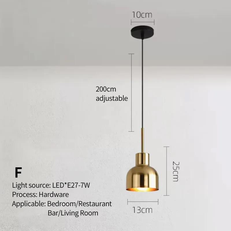 Nordic single head chandelier golden small suspended lamp for home bedroom bedside bar clothing store cafe pot lid creative lamp