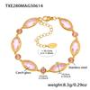 Women Luxury Shiny Crystal Glass Bracelet Stainless Steel Gold Plated Jewelry