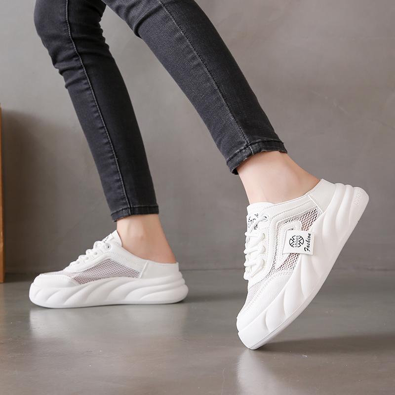 CRLAYDK Women's Walking Mules Sneakers Slip On Mesh Summer House Slides Comfortable Backless Loafers Outdoor Nursing Shoes