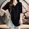 Women's Short Sleeved T-shirt for Summer Loose and Slimming Irregular and Versatile Top