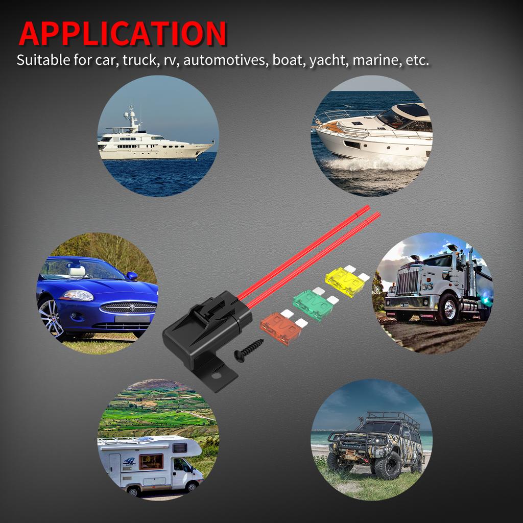 DaierTek 5PCS 12 AWG Inline Fuse Holder 12V ATC/ATO Blade Fuse Holder with 20 Amp 30 Amp 40 Amp Inline Fuse Holder for Vehicle