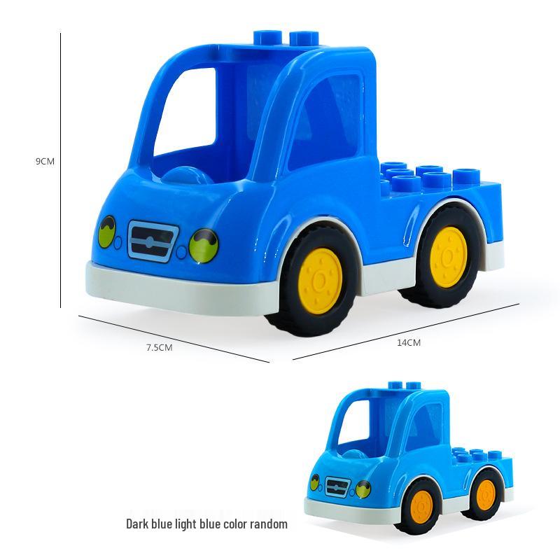 Compatible Large Particle Building Block Table with Cartoon Car, Bus, Airplane, and Sedan Accessories for Children