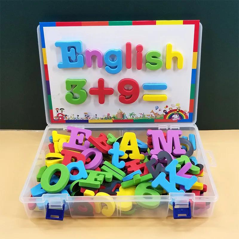 Magnetická písmena Čísla Abeceda ABC 123 Magnety na ledničku Plastová sada výukových hraček pro předškolní děti Matematika s velkými písmeny