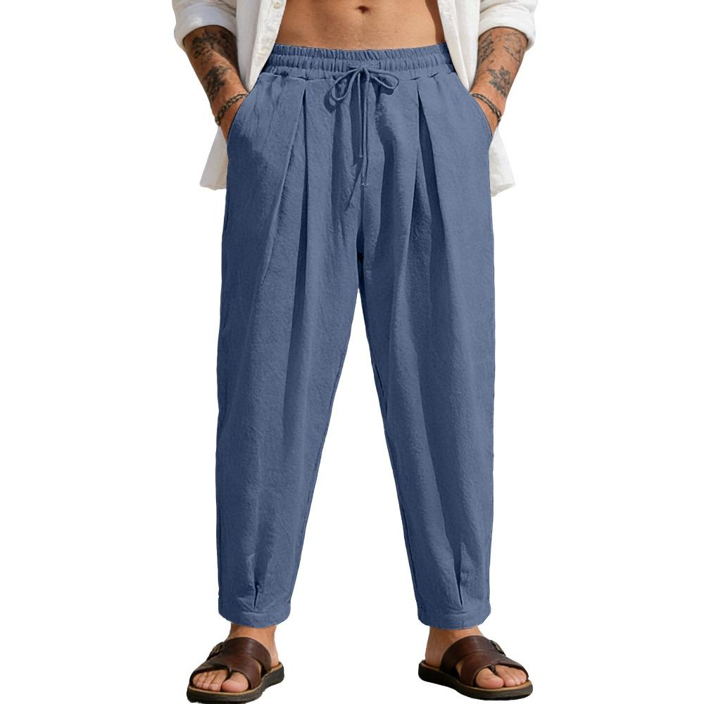 Men s Summer Best-Selling Casual Pants Men s Breathable Loose-Fitting Sports Pants S темно-синий