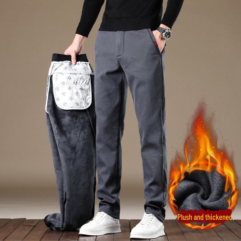 PulseTrade Heren Winter Casual Slim Straight Broek met Fluweelvoering - Koreaanse Stijl 31 (Waist 24) 130 lbs