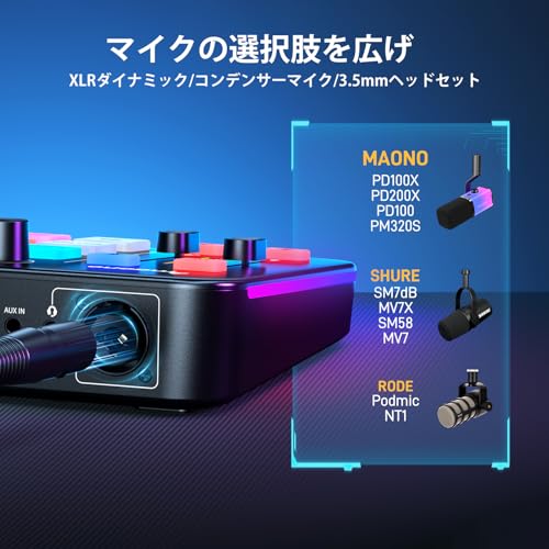 MAONO Gaming Audio Mixer Audio Interface with Mute, Voice Changer, Reverb, PC/Smartphone/PS4/5/Microphone/Headphone Compatible Audio Mixer for Gaming,