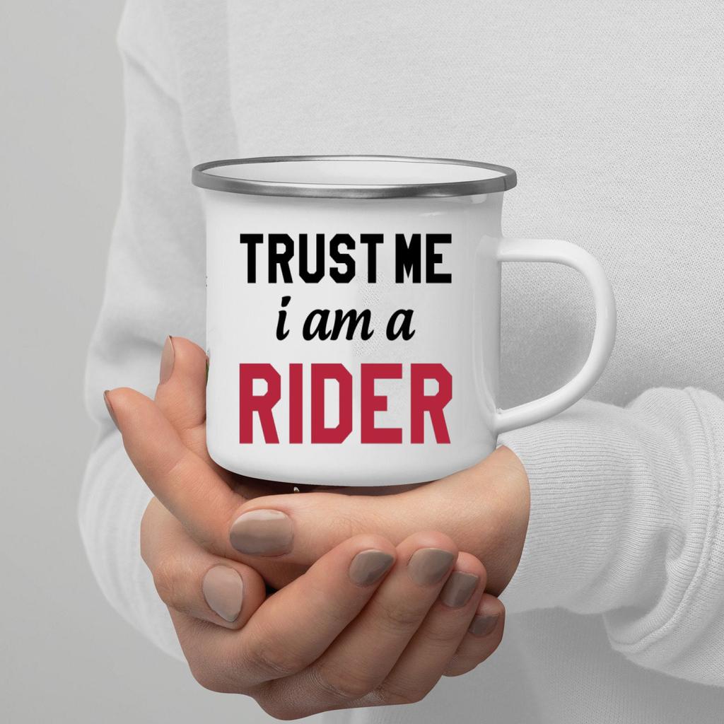 Trust Me I Am Print Enamel Coffee Mug With Handle Wine Beer Drink Juice Cola Cups Milk Mug Best Outdoor Festival Gift Outdoor
